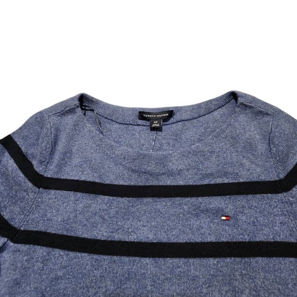 Tommy Hilfiger Womens Sweater Casual Striped 100% Cotton Blue Sz S - Picture 11 of 15